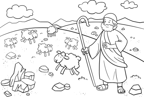 Moses In Midian Coloring Page